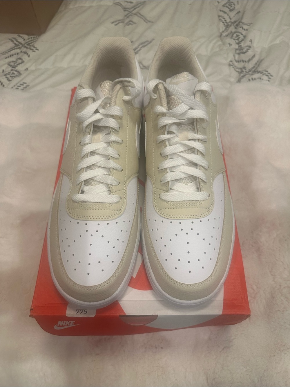 Nike White and Beige Low-Top Sneakers